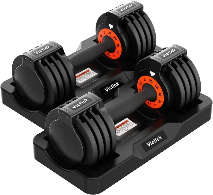 25/55lb Pair Adjustable Dumbbells Set  with Anti-Slip Metal Handle